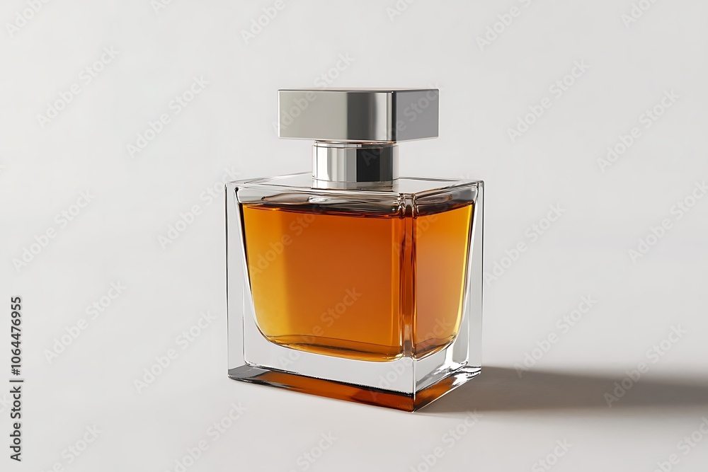 square glass bottle for perfume, fragrance, essence, isolated on a white background square glass bottle for perfume, fragrance, essence, isolated on a white background