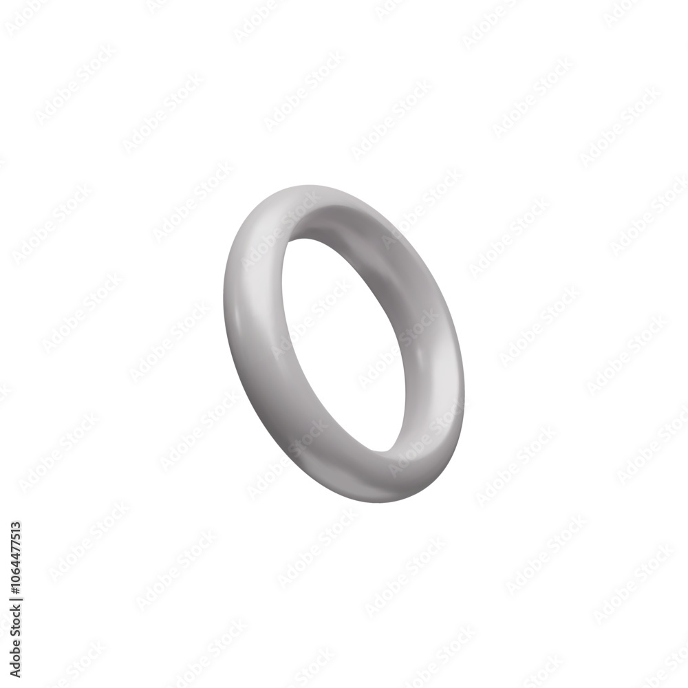 3d icon of a simple silver ring. 3d icon of a simple silver ring.