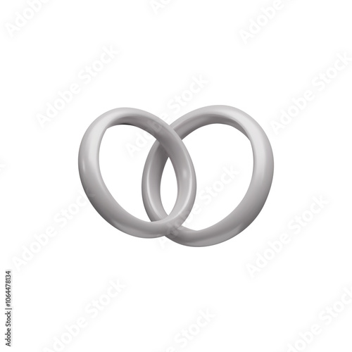 3D illustration of an elegant set of wedding rings for a marriage proposal and engagement.