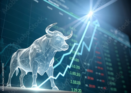 Bull market on stock market chart with stock market graph in uptrend