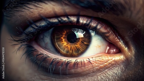 Close-Up Portrait of a Dreamy Eye with Dark Brown Iris and Hazy Background for Ethereal Imagery