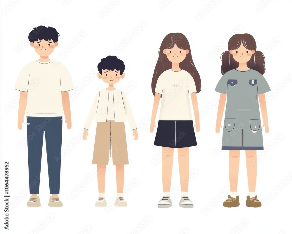Cartoon images, illustrations that are character designs of people, both children and adults, both men and women, on a separate white background for use in various media. Cartoon images, illustrations that are character designs of people, both children and adults, both men and women, on a separate white background for use in various media.