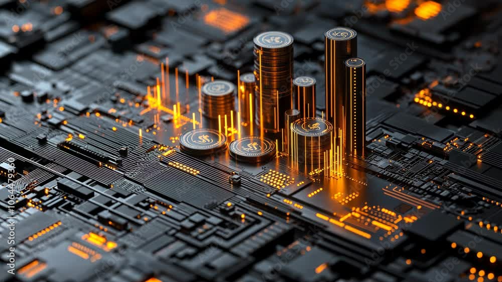 Cryptocurrency City on Circuit Board