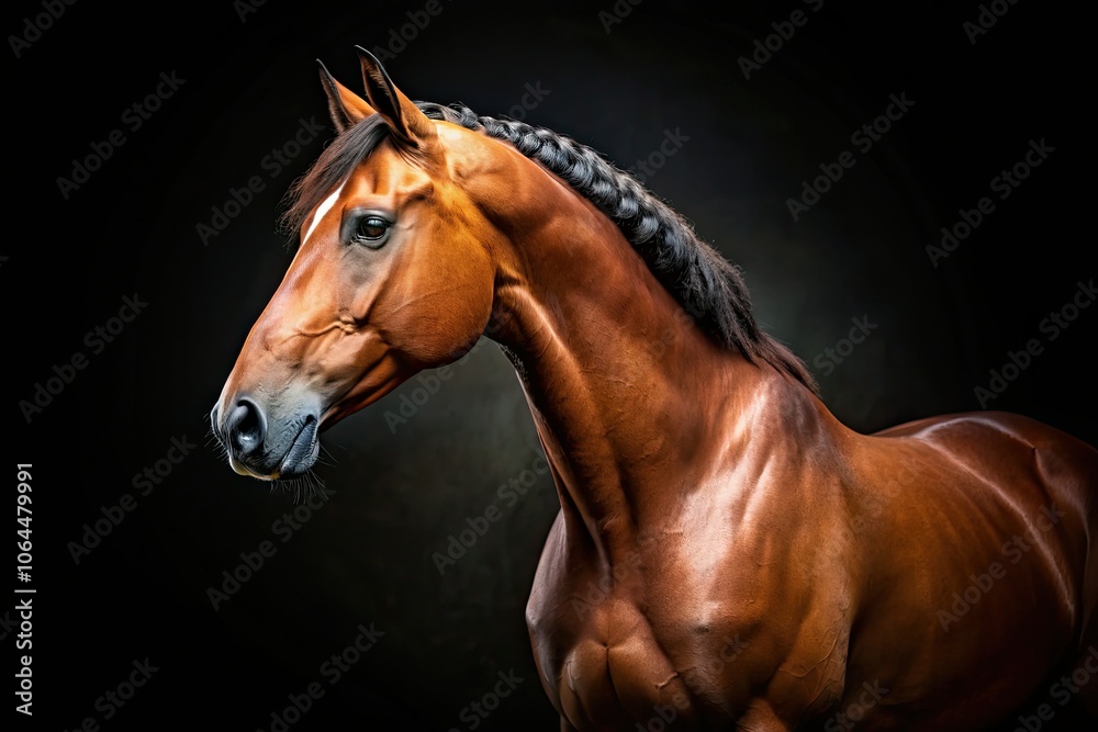 Elegant Horse Portrait on Black Background for Stunning Visuals Elegant Horse Portrait on Black Background for Stunning Visuals