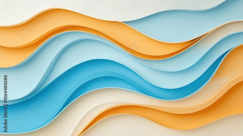 Curved wave patterns in shades of blue and orange Curved wave patterns in shades of blue and orange