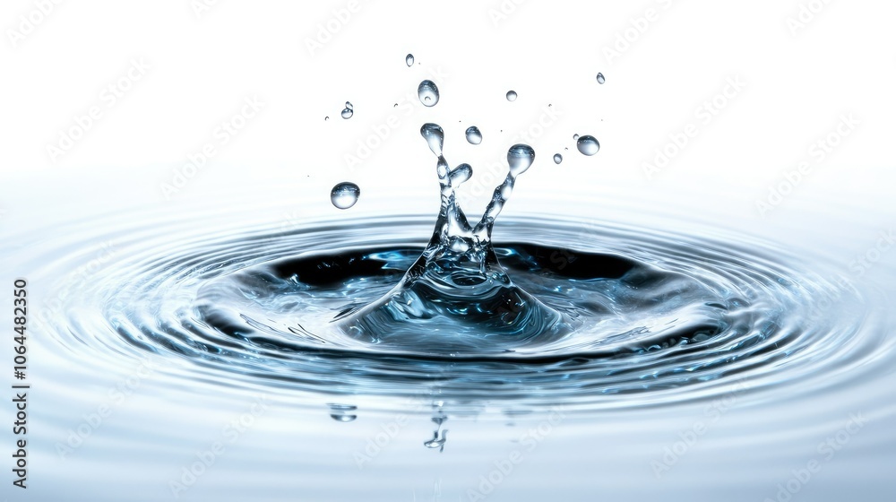 Water Splash with Droplets on Surface