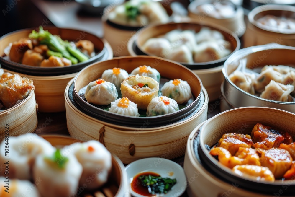 Dim sum food with many asian dishes Depth of field Dim sum food with many asian dishes Depth of field