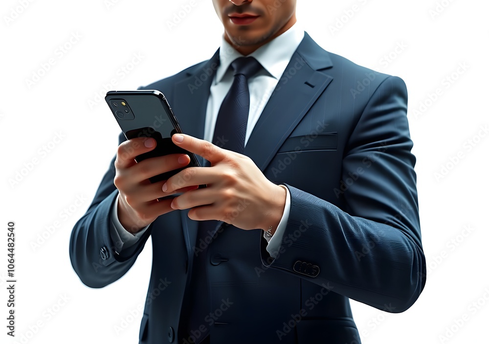 Business hand use mobile phone for technology concept, isolated on the white background. Business hand use mobile phone for technology concept, isolated on the white background.