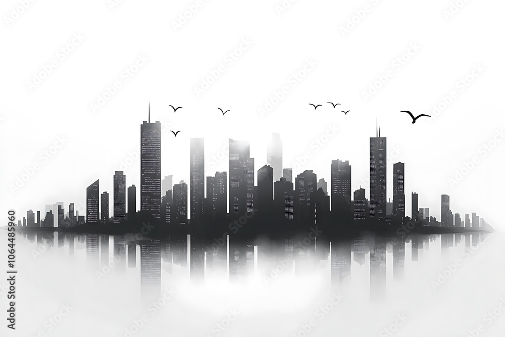 Cityscape illustration of large city Cityscape illustration of large city