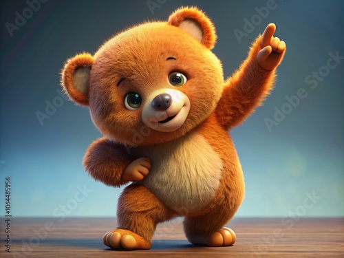 Cute Cartoon Bear Dabbing Dance - AI Photo