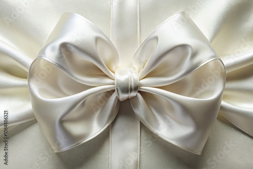 Elegant White Satin Ribbon and Bow in Panoramic Photography for Sophisticated Designs