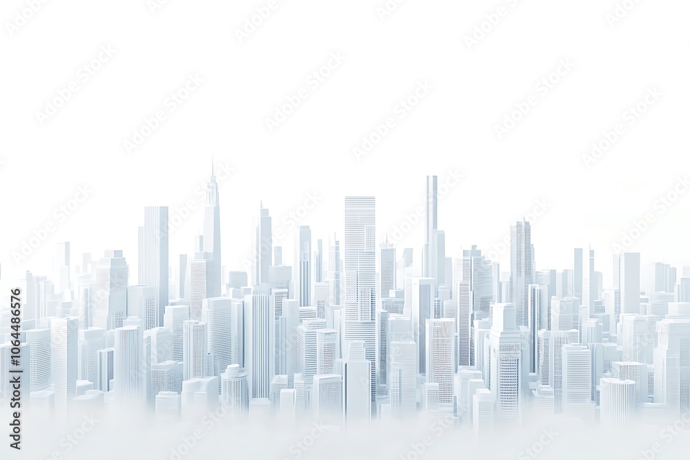 Cityscape Illustration With Skyscrapers At The Waterfront isolated On A white Background. Cityscape Illustration With Skyscrapers At The Waterfront isolated On A white Background.