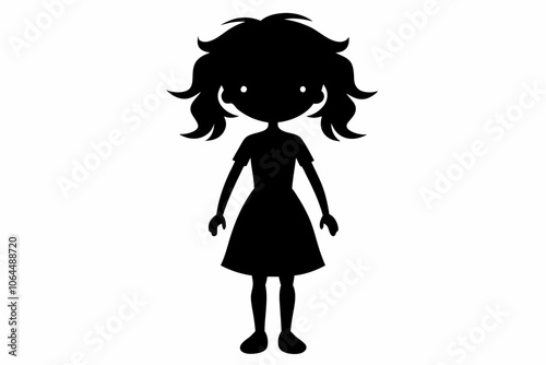 Vector illustration of black woman with afro hair silhouette. Side view of African American woman with natural hair,a girl standing, body silhouette vector.small girl silhouette vector.