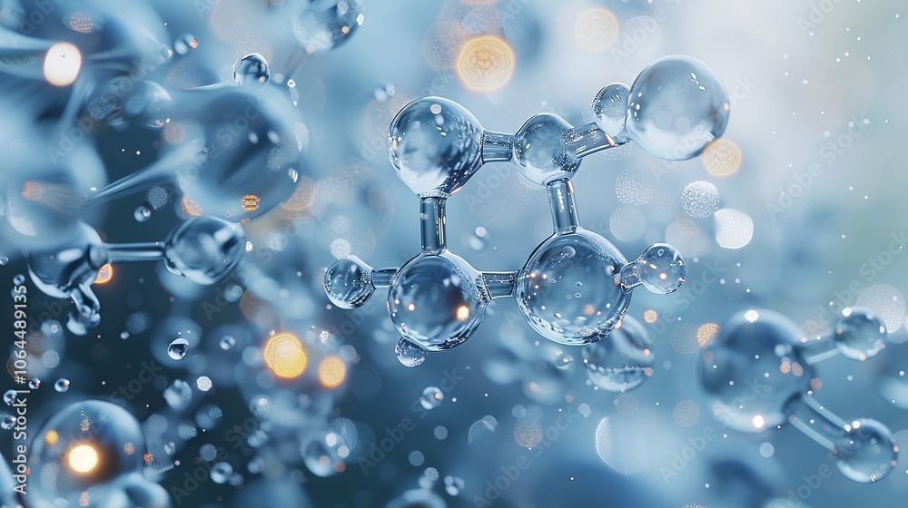 Molecule and Water Bubble, 3D Rendering, 8K Realistic Lighting Molecule and Water Bubble, 3D Rendering, 8K Realistic Lighting