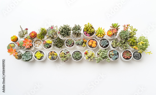 many small cactus pots generated by AI
