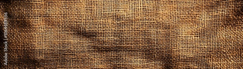 Close-up of Coarsely Woven Brown Burlap Fabric photo