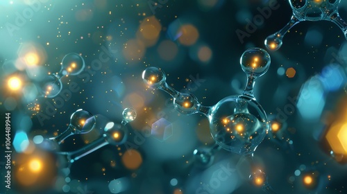 Molecule with Biology and Chemical Concept, 3D Rendering