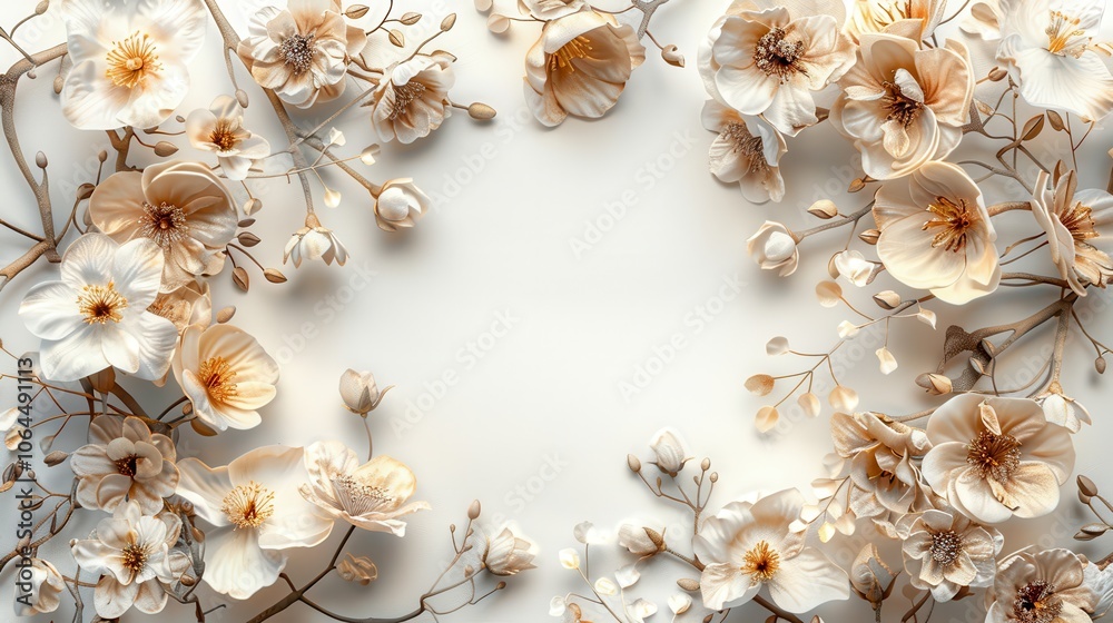 Obraz premium A white background with a flowery border. Generative AI
