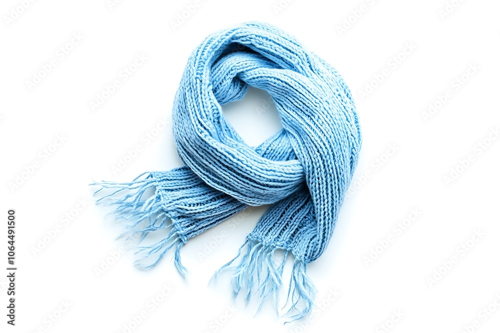Knitted scarf on a white background. Knitted scarf on a white background.