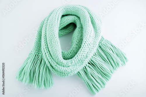 Knitted scarf on a white background.