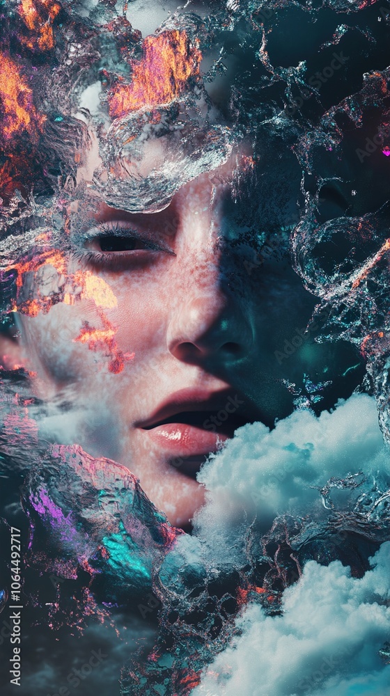 Abstract Surreal Portrait with Water and Clouds Abstract Surreal Portrait with Water and Clouds