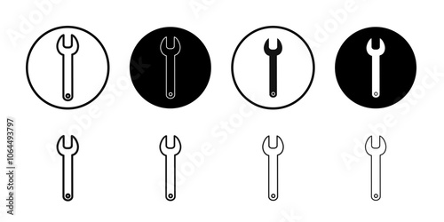 Wrench icon flat line symbol set.