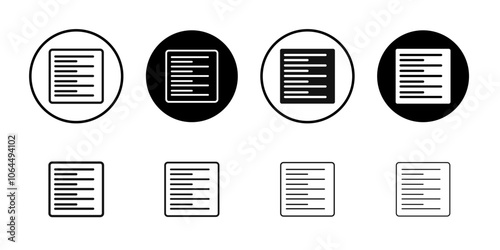 Align left icon flat line symbol set.