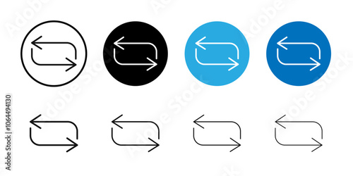 Arrows repeat icon flat line symbol set.