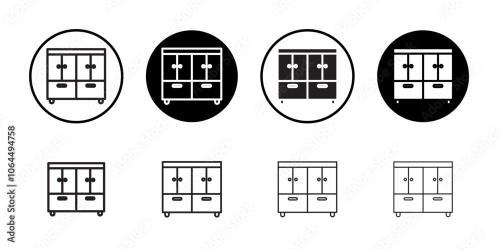 Cabinet icon flat line symbol set. Cabinet icon flat line symbol set.