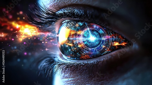 Futuristic Eye with Cosmic Reflection 