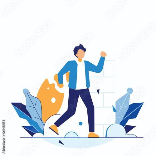  courage motivation breakthrough wall obstacle business illustration