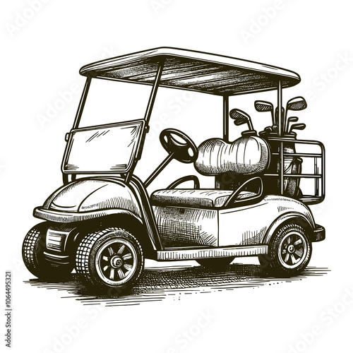 A hand-drawn sketch of a golf cart