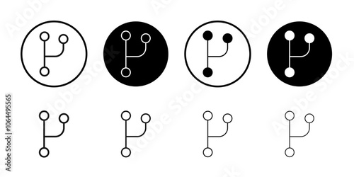 Code branch icon flat line symbol set.