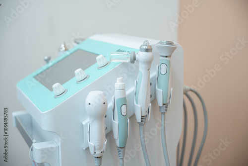 Ultrasound facial beauty treatment equipment in the beauty salon.