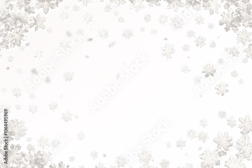 Christmas background with Falling snowflakes element frame border design, isolated on white background, png