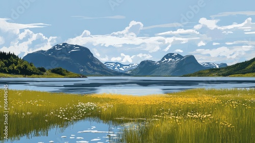 Scenic view of fjord in Norway in summer 