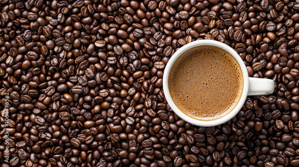 Top view of coffee with coffee beans Top view of coffee with coffee beans