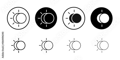 Eclipse icon flat line symbol set.