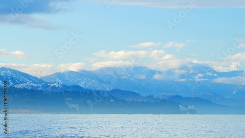 Morning Landscape. Over The Sea In The Mountains, Haze Rises. Adjara, Georgia.