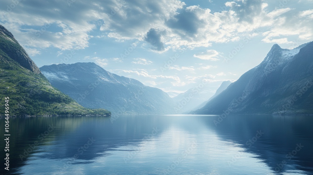 Scenic view of fjord in Norway in summer Scenic view of fjord in Norway in summer