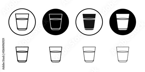 Glass icon flat line symbol set.