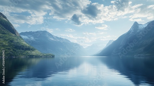 Scenic view of fjord in Norway in summer 