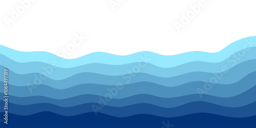 Sea waves. Blue river ocean wave layer vector background illustration