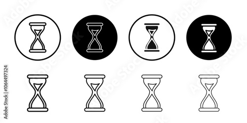 Hourglass icon flat line symbol set.