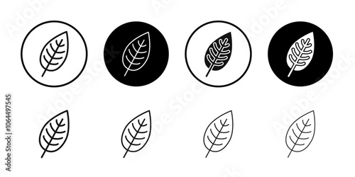 Leaf icon flat line symbol set.