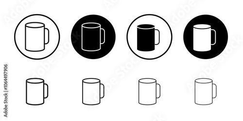 Mug icon flat line symbol set.