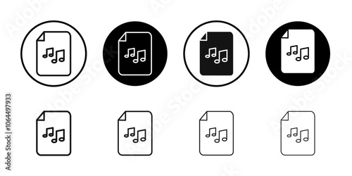 Music File icon flat line symbol set.