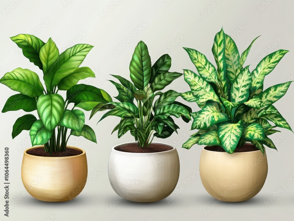 Fototapeta premium Exquisite detailed of house plants in modern aesthetic for interior design enthusiasts