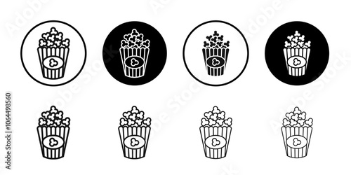 Popcorn icon flat line symbol set.