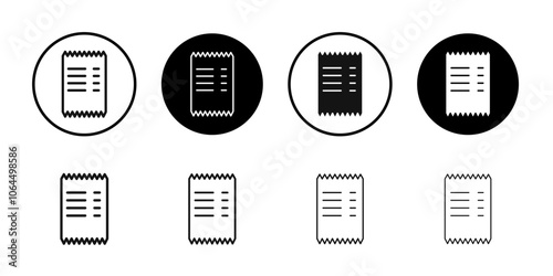 Receipt icon flat line symbol set.